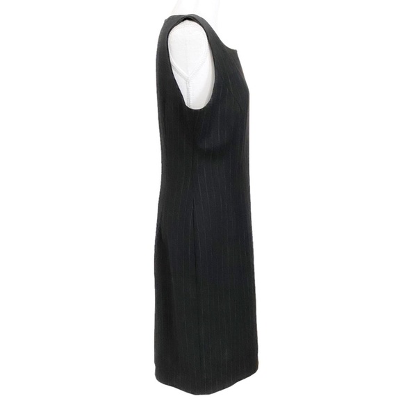 Lk BENNETT VINTAGE DARK GREY PINSTRIPES SLEEVELESS SHEATH FORMAL DRESS - Picture 2 of 10